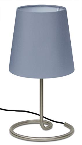 Trango 2018-05G Nachttischlampe *GREYNY* Tischleuchte mit Stoffschirm in Grau inkl. 1x E14 Fassung Fensterbanklampe, Schreibtischleuchte, Tischlampe L: 20cm – B: 10cm - H: 30cm ohne Leuchtmittel von Trango