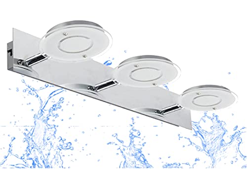 Trango 2114 Modern 3-flammig IP44 Spiegelleuchte *COOL* inkl. 3x 4,5 Watt 3000K warmweiß LED Modul Badleuchte 420mm lang mit schwenkbar und drehbar Spots, Badezimmer Wandleuchte, Deckenlampe, Badlampe von Trango