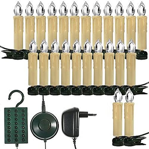 Trango 24-flammig LED-Christbaumkerzen 340146GO Weihnachtskerzen gelb-orange leuchtend – 24 LED-Kerzen mit Stecksystem Innenbereich – leuchtende Weihnachten von Trango