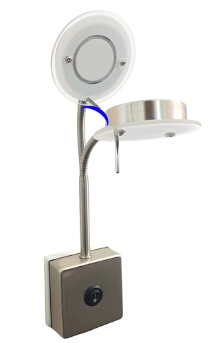Trango 2605 LED Steckerleuchte, Wandleuchte, Leselampe, Küchenlampe, Nachtlicht in Nickel matt inkl. 5 Watt LED Modul warmweiß 3000K Leuchtmittel, Wandlampe, Küchenlampe von Trango