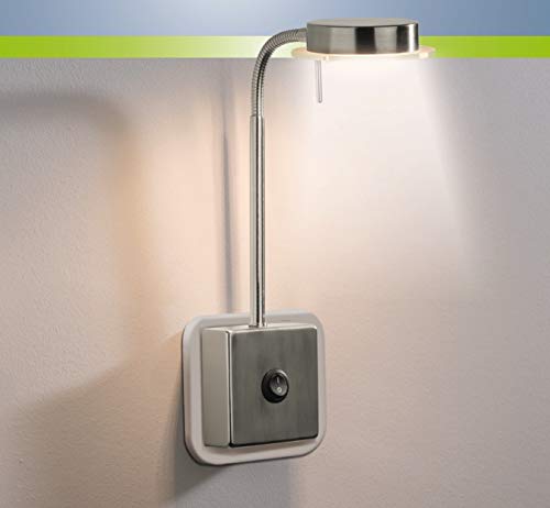Trango 2605 LED Steckdosen-Wandleuchte, Leselampe, Nachtlicht, Küchenlampe inkl. 1x 5W LED Modul 3000K Warmweiß drekt 230V mit Ein-/Ausschalter Orientierungslampe Steckdosenleuchte Nachtlampe von Trango