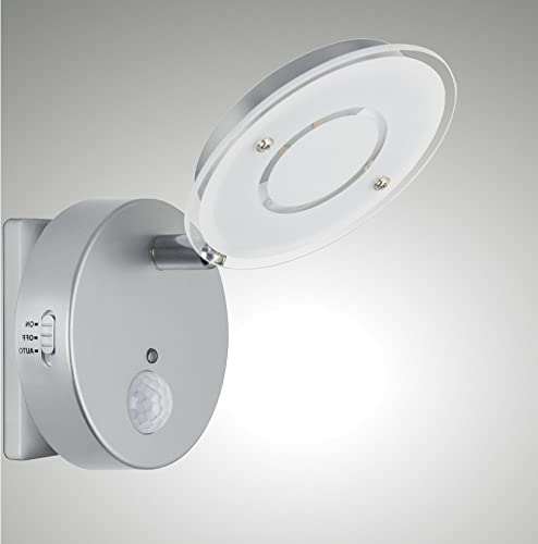 Trango 2636-014 LED Sensor Nachtlicht *NITE* in Silber mit Automatikfunktion direkt 230V mit Bewegungssensor I Sicherheitslicht I Steckdose Lampe I Wandlampe I Orientierungslicht I Kinder Nachtlampe von Trango