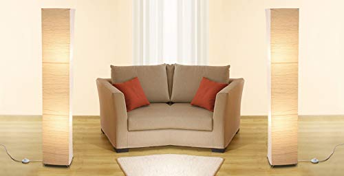 Trango 2er Pack 1213L Design LED Stehlampe *OSLO* modern Reispapier Lampe in eckig mit beigefarbenem Lampenschirm Stehleuchte 125cm hoch inkl. 4x E14 LED Leuchtmittel, Wohnzimmer Deko Stehlampe von Trango