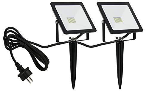 Trango 2er Pack 20 Watt IP65 LED Gartenstrahler 3081 * 2 Teichstrahler, Außenstrahler, Fluter, Flutlicht 2700K warmweiß Außenwandstrahler, Wegbeleuchtung, Strahler, Außenleuchte, Wandlampe von Trango