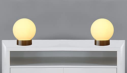Trango 2er Pack 2017-05T Stufenlos dimmbar LED Tischlampe in Nickel matt mit satiniertes Kugelglas Lampenschirm *Giulia* Nachttisch Lampe incl. je 5 Watt LED Modul 3000K warmweiß Schreibtischlampe Trango 2er Pack 2017-05T Stufenlos dimmbar LED Tischlampe in Nickel matt mit satiniertes Kugelglas Lampenschirm *Giulia* Nachttisch Lampe incl. je 5 Watt LED Modul 3000K warmweiß Schreibtischlampe von Trango