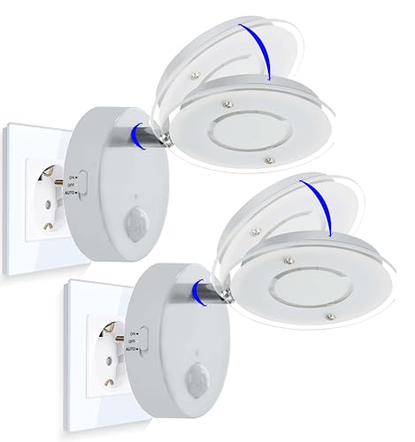 Trango 2er Pack 2636-026 Sensor LED Nachtlicht *NITE* in Weiß mit Automatikfunktion direkt 230V mit Bewegungssensor I Sicherheitslicht I Steckdose Lampe I Wandlampe I Orientierungslicht I Nachtlampe von Trango