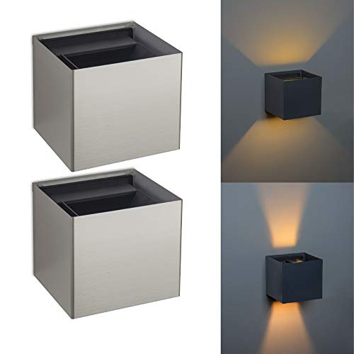 Trango 2er Pack 8015-02S IP44 Up & Down Wandstrahler *FLEX* in Eckig aus Edelstahl gebürstet inkl. je 1x 3.5 Watt G9 LED Leuchtmittel mit einstellbar Abstrahlwinkel innen & außen Strahler Wandleuchte Trango 2er Pack 8015-02S IP44 Up & Down Wandstrahler *FLEX* in Eckig aus Edelstahl gebürstet inkl. je 1x 3.5 Watt G9 LED Leuchtmittel mit einstellbar Abstrahlwinkel innen & außen Strahler Wandleuchte von Trango