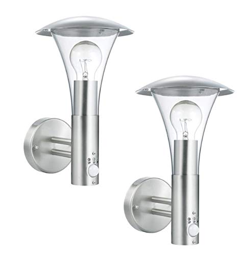 Trango 2er Pack 8001-PIR Sensor Außenleuchte IP44 Wandlampe mit 1x E27 Fassung für LED Leuchtmittel *SARA* Wandleuchte mit Bewegungsmelder aus Edelstahl und Kunststoff (ohne Leuchtmittel) Trango 2er Pack 8001-PIR Sensor Außenleuchte IP44 Wandlampe mit 1x E27 Fassung für LED Leuchtmittel *SARA* Wandleuchte mit Bewegungsmelder aus Edelstahl und Kunststoff (ohne Leuchtmittel) von Trango
