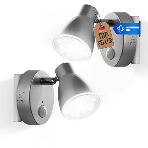 Trango 2er Pack 2635-024 LED Sensor Nachtlicht in Titan mit Automatikfunktion direkt 230V mit Bewegungssensor I Sicherheitslicht I Steckdose Lampe I Wandlampe I Orientierungslicht I Kinderlicht von Trango