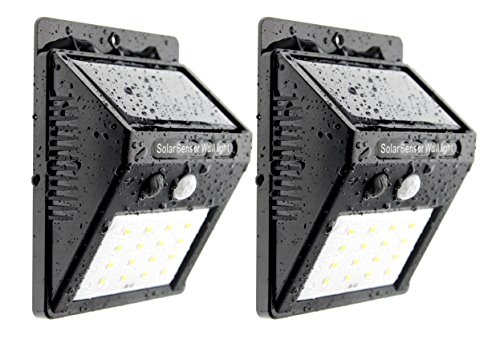 Trango 2er Pack SOL-YF16 LED Solar Wandstrahler IP54 *GREEN* Wandleuchte, Solar Wandlampe mit Bewegungsmelder Außenleuchte, Solarlampen mit Bewegungssensor Außenwandlampe Strahler von Trango