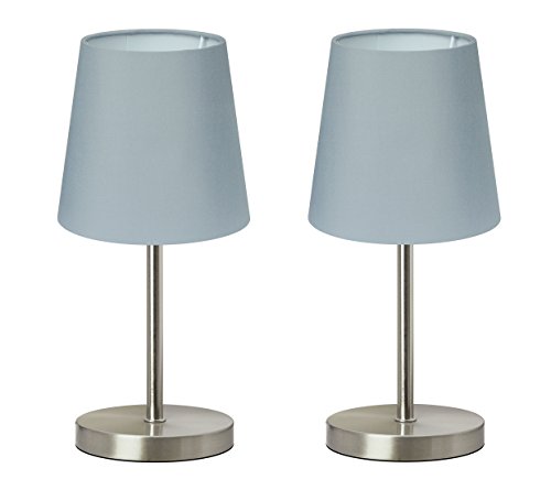 Trango 2er Pack Tischleuchte 2017-08G*2 Nachttischlampe mit E14 Fassung & Schnurschalter Schreibtischleuchte, Lampe *Grey* mit Stoffschirm in GRAU 170mm ?, Höhe: 350mm ohne Leuchtmittel Trango 2er Pack Tischleuchte 2017-08G*2 Nachttischlampe mit E14 Fassung & Schnurschalter Schreibtischleuchte, Lampe *Grey* mit Stoffschirm in GRAU 170mm ?, Höhe: 350mm ohne Leuchtmittel von Trango