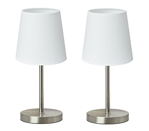 Trango - 2er Pack Tischleuchte - Mit E14 Fassung - Mit Schnurschalter - Mit Stoffschirm in Weiß - Höhe: 350mm - Ohne Leuchtmittel - Als Nachttischlampe, Schreibtischleuchte Trango - 2er Pack Tischleuchte - Mit E14 Fassung - Mit Schnurschalter - Mit Stoffschirm in Weiß - Höhe: 350mm - Ohne Leuchtmittel - Als Nachttischlampe, Schreibtischleuchte von Trango