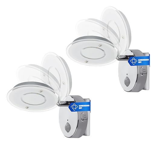 Trango 2er Set 2636-028 Sensor LED Nachtlicht *NITE* in Chrom mit Automatikfunktion direkt 230V mit Bewegungssensor I Sicherheitslicht I Steckdose Lampe I Wandlampe I Orientierungslicht I Nachtlampe von Trango