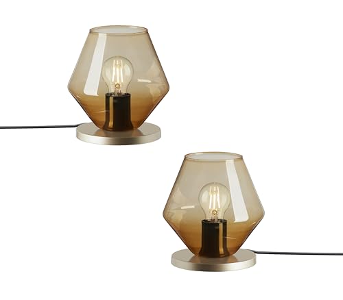 Trango 2er Set 7012AL Retro Tischlampe *PUB* Glaskegel Tischleuchte in AMBER inkl. je 1x E27 LED-Leuchtmittel & Kabelschalter, Fensterbank Leuchte, Nachttischlampe, Schreibtischleuchte, Leseleuchte Trango 2er Set 7012AL Retro Tischlampe *PUB* Glaskegel Tischleuchte in AMBER inkl. je 1x E27 LED-Leuchtmittel & Kabelschalter, Fensterbank Leuchte, Nachttischlampe, Schreibtischleuchte, Leseleuchte von Trango