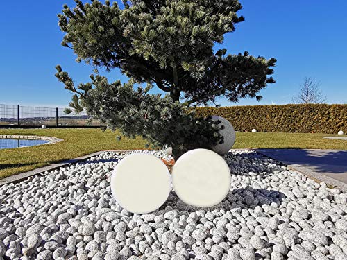 Trango 2er Set SO-003 IP44 LED-Solarleuchte in 30cm Durchmesser Weiß matt mit 3000K warmweiß LED & RGB Farbwechsel LED *SNOWY* Solarkugel, Leuchtkugel, Außenleuchte, Kugellampe, Gartenleuchte, Ball von Trango