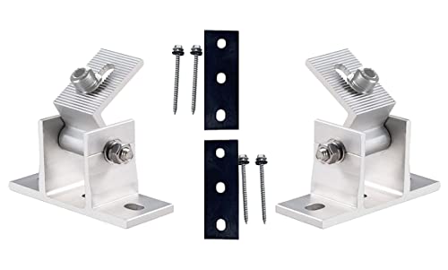 Trango - 2er Set - Vario Aluminium Solarmodul Halterung - Für Flachdach, Wand, Boden, Boot, Wohnmobil - Stufenlos einstellbar - Neigungswinkel 10-60° - Klemme zur Montage von PV-Anlage von Trango