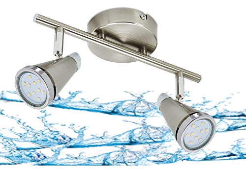 Trango 2er Spots IP44 LED Badleuchte 1009-22 Deckenleuchte in Nickel matt I Flurlampe, WC Lampe, Deckenlampe, Strahler, schwenkbar incl. 2 x 5 W LED Leuchtmittel Trango 2er Spots IP44 LED Badleuchte 1009-22 Deckenleuchte in Nickel matt I Flurlampe, WC Lampe, Deckenlampe, Strahler, schwenkbar incl. 2 x 5 W LED Leuchtmittel von Trango