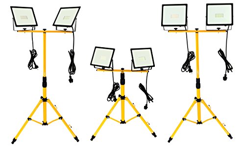 Trango - 2x 50Watt LED Arbeitstrahler - Baustrahler G1504-203W*2-2700K warm-weiß - Inkl. je 3m Zuleitung - Stativ Höhenverstellbar 66-170cm - Arbeitsleuchte Trango - 2x 50Watt LED Arbeitstrahler - Baustrahler G1504-203W*2-2700K warm-weiß - Inkl. je 3m Zuleitung - Stativ Höhenverstellbar 66-170cm - Arbeitsleuchte von Trango