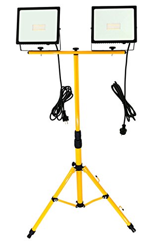 Trango - 2x 50Watt LED Arbeitstrahler - Baustrahler G1504-203W*2-6000K Tageslicht (kaltweiss) - Inkl. je 3m Zuleitung - Stativ Höhenverstellbar 66-170cm - Arbeitsleuchte von Trango