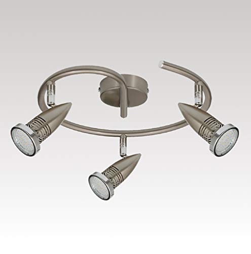 Trango 3-flammig 2005-032G LED Deckenleuchte in Edelstahl-Optik Rondell *ANY* inkl. 3x 3 Watt GU10 LED Leuchtmittel I Deckenlampe I Deckenstrahler I Deckenspots I Wohnzimmer Lampe schwenkbar Trango 3-flammig 2005-032G LED Deckenleuchte in Edelstahl-Optik Rondell *ANY* inkl. 3x 3 Watt GU10 LED Leuchtmittel I Deckenlampe I Deckenstrahler I Deckenspots I Wohnzimmer Lampe schwenkbar von Trango