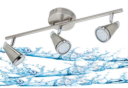 Trango - 3-flammig IP44 LED Badleuchte - In matt-nickel - Dreh und schwenkbar - Als Flurlampe, WC Lampe, Deckenlampe, Spots - Inklusive 3x 5 W LED Leuchtmittel Trango - 3-flammig IP44 LED Badleuchte - In matt-nickel - Dreh und schwenkbar - Als Flurlampe, WC Lampe, Deckenlampe, Spots - Inklusive 3x 5 W LED Leuchtmittel von Trango