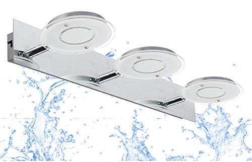 Trango 3-flammig IP44 LED Deckenleuchte 2114 Deckenstrahler - Spots schwenkbar & drehbar aus Metall Chrom mit satinierten Gläsern incl. 3x LED Leuchtmittel Badleuchte, Spiegelleuchte, Wandleuchte von Trango