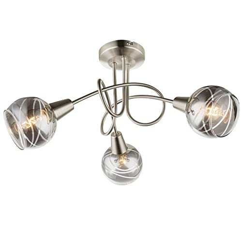 Trango 3-flg. 1010-38L Edelstahl-Optik Deckenleuchte schwenkbar *WOW* inkl. 3x 5Watt LED-Leuchtmittel 3000K warmweiß Spots Deckenlampe mit Design rauchigen Glasschirmen Wohnzimmerlampe, Deckenstrahler von Trango