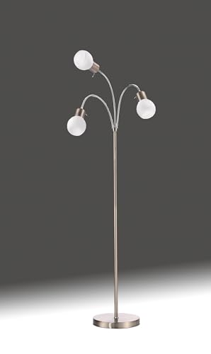 Trango 3-flg. Stehlampe 1518 mit Touchdimmer inkl. 3x 4 Watt LED Modul *MILA* EchtglasSchirm satiniert - Höhe: 155cm Stehleuchte Standlampe Leseleuchte schwenkbar & drehbar Spots schwenkbar & drehbar von Trango