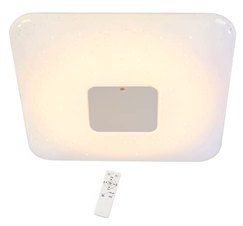 Trango 3097 24 Watt LED Deckenleuchte *EMY* CCT stufenlos dimmbar wählbar warm- bis kalt-weiß I Timer & Schlummerlicht I Lampenschirm mit Kristalleffekt Acryl-Schirm Wandleuchte weiß von Trango