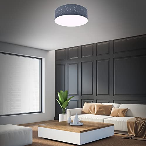 Trango 3135L LED Deckenleuchte mit 38cm Ø Sternenhimmel Stoffschirm in *GRAU* rund inkl. 2x E27 LED Leuchtmittel 3000K warmweiß Wohnzimmer Schlafzimmer Flur Gästezimmer Bürolampe Stoffdeckenleuchte Trango 3135L LED Deckenleuchte mit 38cm Ø Sternenhimmel Stoffschirm in *GRAU* rund inkl. 2x E27 LED Leuchtmittel 3000K warmweiß Wohnzimmer Schlafzimmer Flur Gästezimmer Bürolampe Stoffdeckenleuchte von Trango