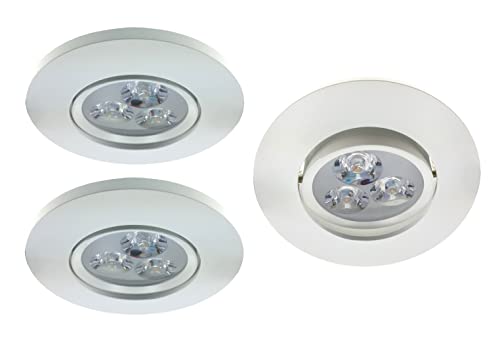 Trango 3er Pack 6730-036-6W dimmbarer Einbaustrahler - Einbauleuchten - Einbauspots aus hochwertigem gedrehte Aluminium inkl. 3x 6.0 Watt LED Modul 3000K warm-weiß/Farbe: weiß von Trango