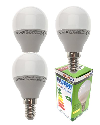 Trango 3er Pack E14035GD*3 LED Globe Birne 3-Stufen dimmbar - 5 Watt - 400 Lumen 3000K Warmweiß - Ersatz für 40W Glühbirne - Kugel LED Lampe Leuchtmittel mit E14 Fassung Abstrahlwinkel 170° von Trango