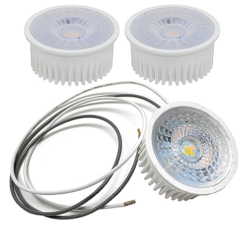 Trango 3er Pack MOCOB-C LED Modul 3cm Ultra flach inkl. 50cm Kabel 3000K warmweiß 5 Watt zum Austausch GU10 & MR16 Halogen Leuchtmittel Einbauleuchte, Deckenstrahler, Einbaustrahler, Deckenleuchte von Trango