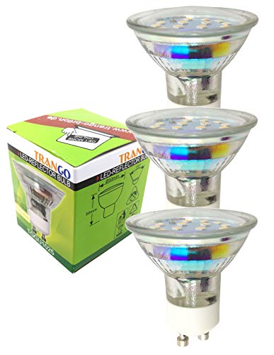 Trango 3er Set 5 Watt LED Leuchtmittel GU1015*3 GU10 Lampenfassung I warmweiß leuchtende Glühlampen I ersetzen 50 W Halogen Lampen I Reflektorform I 230 V Trango 3er Set 5 Watt LED Leuchtmittel GU1015*3 GU10 Lampenfassung I warmweiß leuchtende Glühlampen I ersetzen 50 W Halogen Lampen I Reflektorform I 230 V von Trango