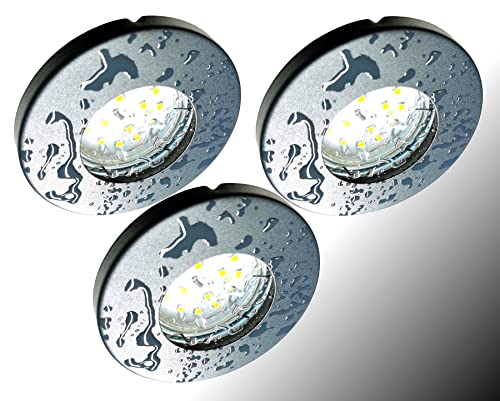 Trango 3er Set IP65 LED Einbaustrahler 6729IP65-031MOSD in Anthrazit matt inkl. 3x 5 Watt 3-Stufen dimmbar 3000K warmweiß Ultra Flach LED Modul Dusche, Bad Einbauleuchte, Deckenstrahler, Deckenlampe von Trango