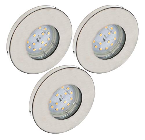 Trango 3er Set 6729IP65-032MOSD IP65 Einbaustrahler aus Edelstahl gebürstet inkl. 3x 5 W 3-Stufen dimmbar 3000K warmweiß Ultra Flach LED Modul, Dusche, Bad Einbauspots, Deckenstrahler, Deckenlampe Trango 3er Set 6729IP65-032MOSD IP65 Einbaustrahler aus Edelstahl gebürstet inkl. 3x 5 W 3-Stufen dimmbar 3000K warmweiß Ultra Flach LED Modul, Dusche, Bad Einbauspots, Deckenstrahler, Deckenlampe von Trango