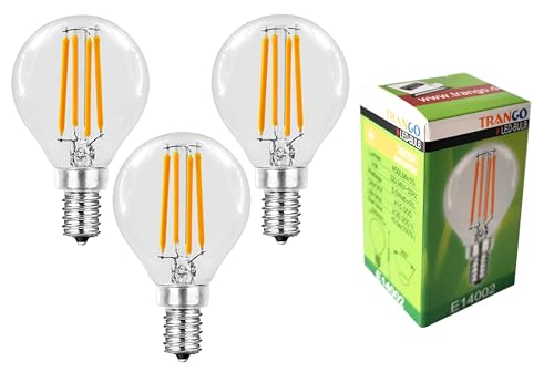Trango 3er Set E14002-3 LED Filament Birne 5 Watt 450 Lumen I 3000K Warmweiß I Ersatz für 40W Glühlampe I Glühbirne I Lampe I LED Birne in Kerzen Form mit E14 Fassung I Abstrahlwinkel 360° von Trango