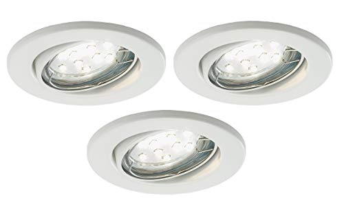 Trango 3er Set LED Einbaustrahler in Rund Weiß 6729-036B-AK inkl. 3x 3 Watt GU10 LED Leuchtmittel 3000K warmweiß, Einbauleuchten, Deckenspots, Einbauspots, Deckenleuchte von Trango