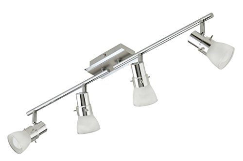 Trango 4-flammig 1007-48 LED Deckenleuchte - Chrom-Optik gebürstet *FREYA* inkl. 4x E14 LED Leuchtmittel 3.000K warmweiß Badleuchte, Flurleuchte, Küchenleuchte, Schwenkbare Deckenlampe, Kronleuchter von Trango