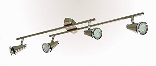 Trango 4-flammig LED Deckenleuchte 2992-42SD in Nickel matt incl. 4x 5 W 3-Stufen dimmbaren LED Leuchtmittel - Bad Lampe I Deckenlampe I Deckenstrahler I Deckenspots I Wohnzimmer Lampe schwenkbar von Trango