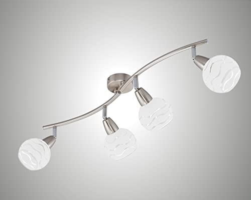 Trango 4-flammig dimmbar LED Deckenleuchte 1001-42SD Deckenlampe in Edelstahl-Look mit Design Gläsern incl. 4x LED Leuchtmittel 3000K warmweiß, Deckenstrahler, Wohnzimmer Lampe, Spots von Trango