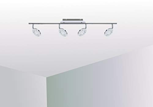 Trango 4-flammig 2002-048 LED Wohnzimmer Lampe *OLI* in Chrom-Optik inkl. 4x 5 Watt LED Modul Deckenlampe I Deckenstrahler I Deckenleuchte I Schlafzimmer Leuchte schwenkbar und drehbar mit Glasschirm von Trango