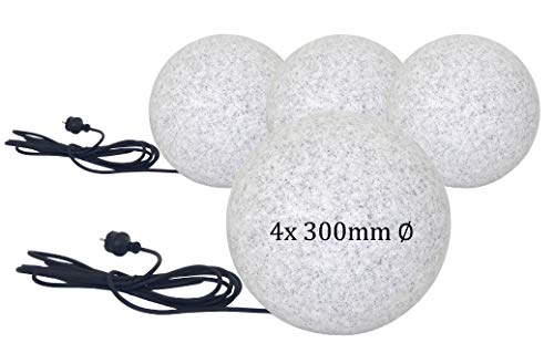Trango 4er Pack 300G Granit-Optik Gartenkugel IP65 Kugelleuchte 30 cm Durchmesser incl. 5m IP44 Zuleitungskabel & E27-Fassung I Außenleuchte I Leuchtkugel I Gartenleuchte ohne Leuchtmittel Trango 4er Pack 300G Granit-Optik Gartenkugel IP65 Kugelleuchte 30 cm Durchmesser incl. 5m IP44 Zuleitungskabel & E27-Fassung I Außenleuchte I Leuchtkugel I Gartenleuchte ohne Leuchtmittel von Trango