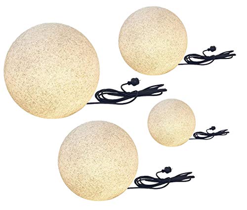 Trango 4er Set 234500G IP65 Granitstein-Optik Gartenkugel Kugelleuchte in 20/30/40/50cm ? mit je 3 Meter Kabel & E27 Fassung Kugellampe, Gartenleuchte, Außenleuchte, Außenlampe ohne Leuchtmittel Trango 4er Set 234500G IP65 Granitstein-Optik Gartenkugel Kugelleuchte in 20/30/40/50cm ? mit je 3 Meter Kabel & E27 Fassung Kugellampe, Gartenleuchte, Außenleuchte, Außenlampe ohne Leuchtmittel von Trango