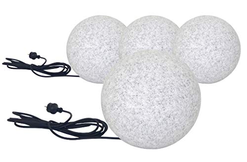 Trango 4er Set 250GB IP65 Gartenkugel inkl. je 1x E27 LED Leuchtmittel in Granitstein-Optik *NATURE* Kugelleuchte mit 25cm Durchmesser & ca. 5 Meter IP44 Kabel Gartenleuchte, Leuchtkugel, Kugellampe Trango 4er Set 250GB IP65 Gartenkugel inkl. je 1x E27 LED Leuchtmittel in Granitstein-Optik *NATURE* Kugelleuchte mit 25cm Durchmesser & ca. 5 Meter IP44 Kabel Gartenleuchte, Leuchtkugel, Kugellampe von Trango