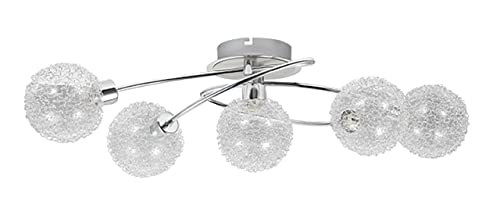 Trango 5 flammig Deckenleuchte 1002-58 Chromoptik incl. 5x G9 LED Leuchtmittel warmweiße Badleuchte, Flurleuchte, Küchenleuchte, Schwenkbare Deckenlampe, Kronleuchter von Trango