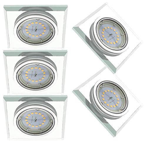 Trango 5er Set *CRYSTAL* Deckenstrahler 6729S-05GUSD aus Glas handgeschliffen inkl. 5x 3-Stufen dimmbar GU10 LED Leuchtmittel 3000K warmweiß, Einbauleuchte, Einbauspot, Deckenleuchte Trango 5er Set *CRYSTAL* Deckenstrahler 6729S-05GUSD aus Glas handgeschliffen inkl. 5x 3-Stufen dimmbar GU10 LED Leuchtmittel 3000K warmweiß, Einbauleuchte, Einbauspot, Deckenleuchte von Trango