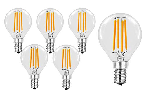 Trango 5er Pack E14004-5 LED Filament Globe Birne 3-Stufen dimmbar - 4 Watt - 400 Lumen 2700K Warmweiß - Ersatz für 40W Glühbirne - Kugel LED Lampe Leuchtmittel mit E14 Fassung Abstrahlwinkel 360° von Trango