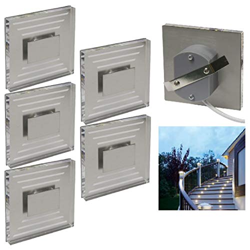 Trango 5er Set SL-053 LED Wandleuchte IP44 *SOFIE* in Eckig, Wandleuchte, Treppenleuchte inkl. je 1 Watt LED Modul 3000K warmweiß beliebig erweiterbar direkt 230 Volt, Treppenbeleuchtung, Wandstrahler Trango 5er Set SL-053 LED Wandleuchte IP44 *SOFIE* in Eckig, Wandleuchte, Treppenleuchte inkl. je 1 Watt LED Modul 3000K warmweiß beliebig erweiterbar direkt 230 Volt, Treppenbeleuchtung, Wandstrahler von Trango