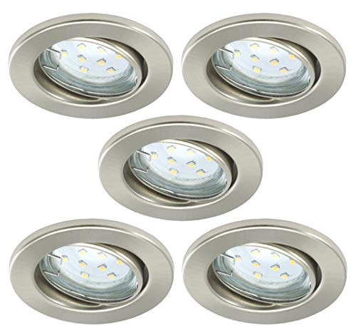 Trango 5er Set LED Einbaustrahler in Rund Edelstahl-Optik 6729-052GUSD Einbauleuchte, Badleuchte, Deckenstrahler, Einbauspots inll. 5x 3-Stufen 5 Watt dimmbar GU10 LED Leuchtmittel Deckenleuchte Trango 5er Set LED Einbaustrahler in Rund Edelstahl-Optik 6729-052GUSD Einbauleuchte, Badleuchte, Deckenstrahler, Einbauspots inll. 5x 3-Stufen 5 Watt dimmbar GU10 LED Leuchtmittel Deckenleuchte von Trango